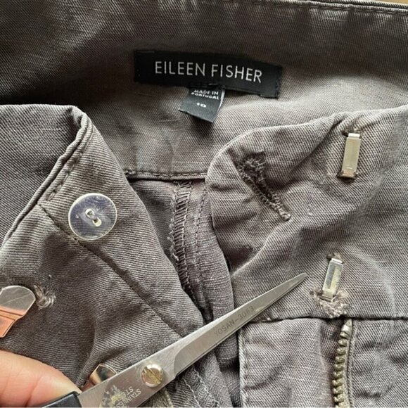 Eileen Fisher Brown Lyocell Linen Blend Straight Leg Trouser w/ Yoke - 10 - Picture 3 of 8